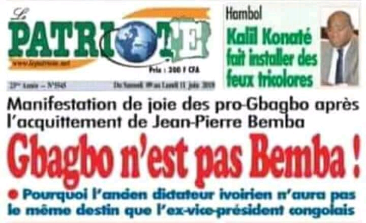 Au journal le Patriote: Pourquoi Gbagbo n’est pas Bemba