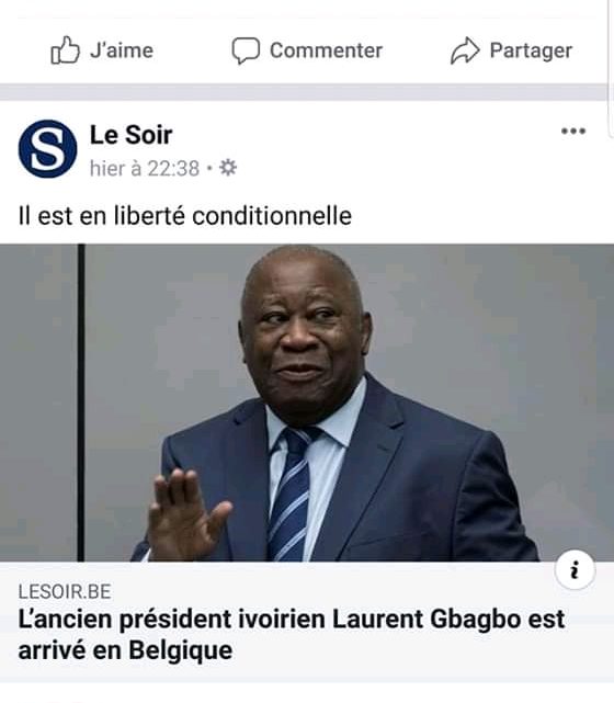 Injures gratuites contre Gbagbo : Acculés les Belges  ont restreint la Côte d’Ivoire sur la page Facebook du journal ‘’Le Soir’’