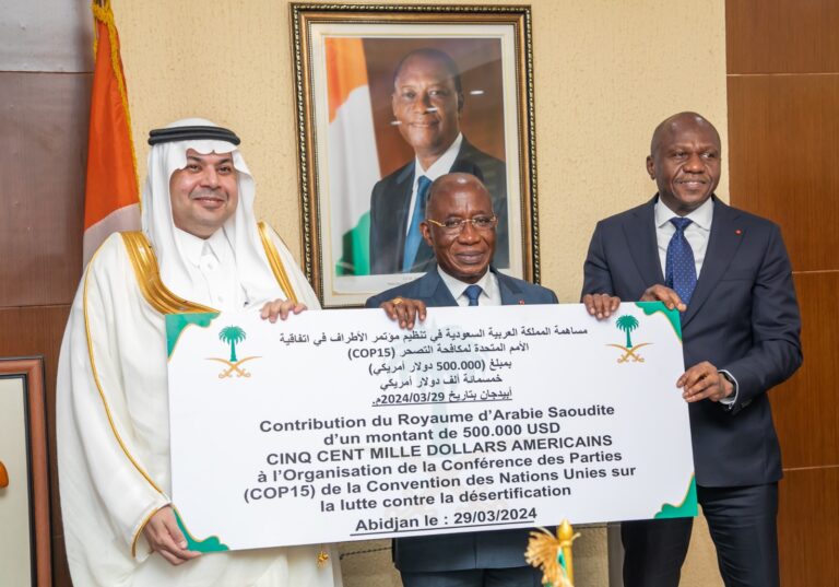 COP 15 (Lutte contre la désertification et la sécheresse) : La Côte d’Ivoire bénéficie de 500.000 Dollars de la part de l’Arabie Saoudite.